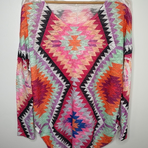 Luna Chic South Western Boho Sz Medium Oversized Spring Colors Lightweight Beach - Picture 2 of 10